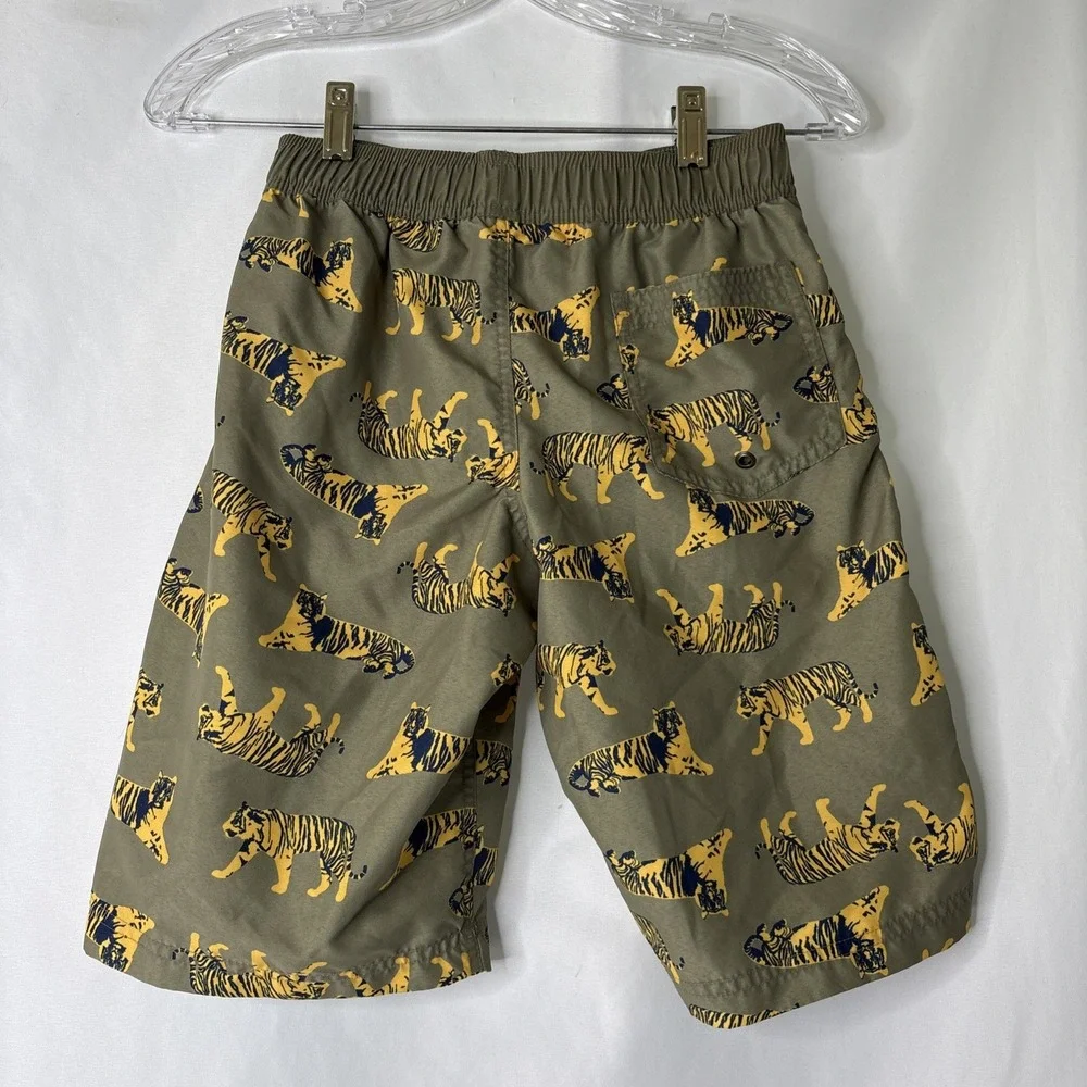 HANNA ANDERSSON Boy's Swim Trunks Size 140 / 10 Olive Green Tigers Summer Beach